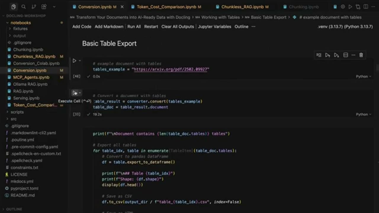 Cell Basic Table Export: convert một tài liệu arxiv có bảng rồi export từng bảng ra pandas DataFrame và CSV