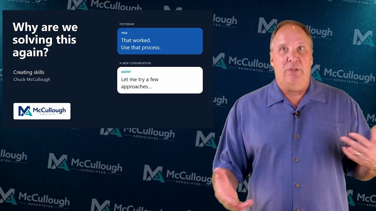 Slide mở đầu Why are we solving this again? cạnh Chuck McCullough