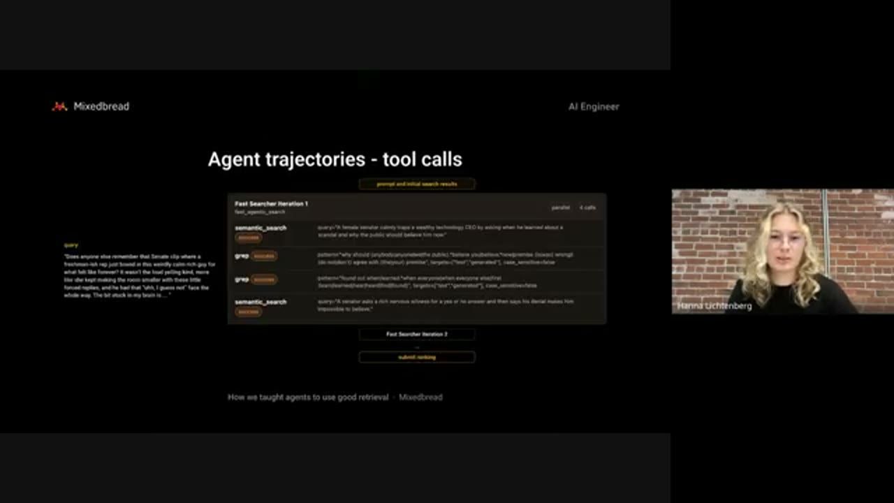 Agent trajectories tool calls: query đầu vào và bốn tool call song song trong vòng một