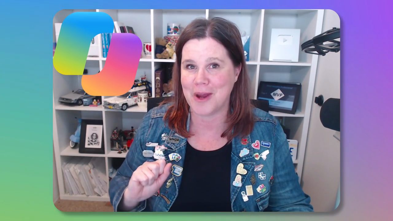 Lisa Crosbie nói trước camera, góc trên bên trái là logo Microsoft Copilot