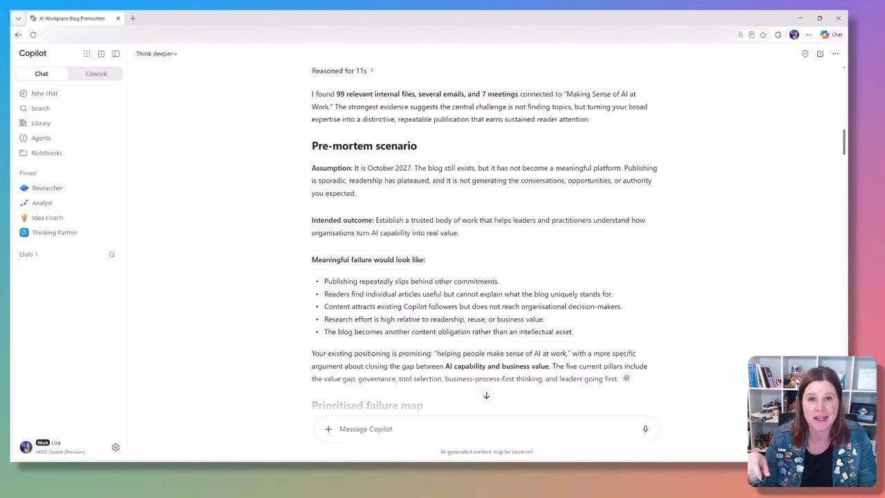 Câu trả lời pre-mortem bản premium: I found 99 relevant internal files, several emails, and 7 meetings