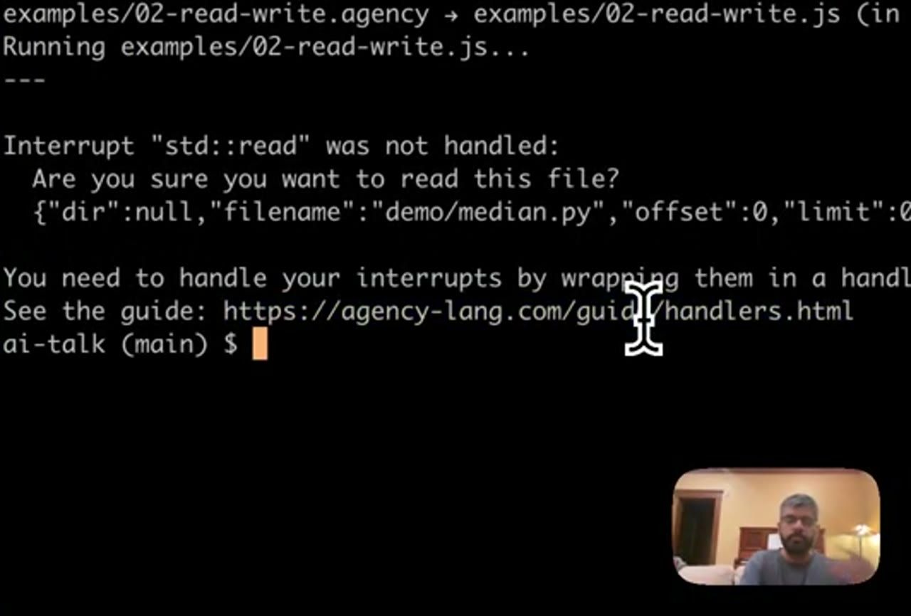 Terminal báo Interrupt std::read was not handled
