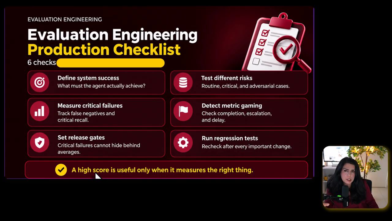 Slide Evaluation Engineering Production Checklist với sáu mục