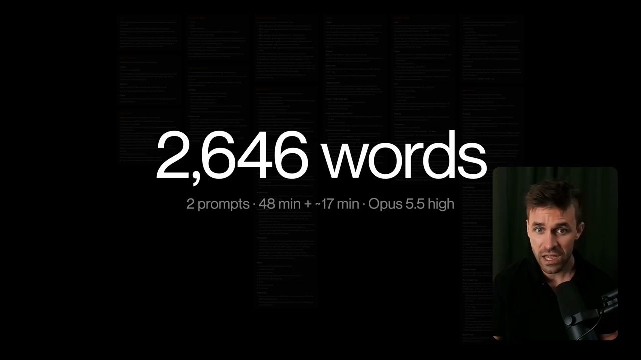 Màn hình ghi 2,646 words và dòng 2 prompts, 48 min cộng khoảng 17 min, Opus 5.5 high