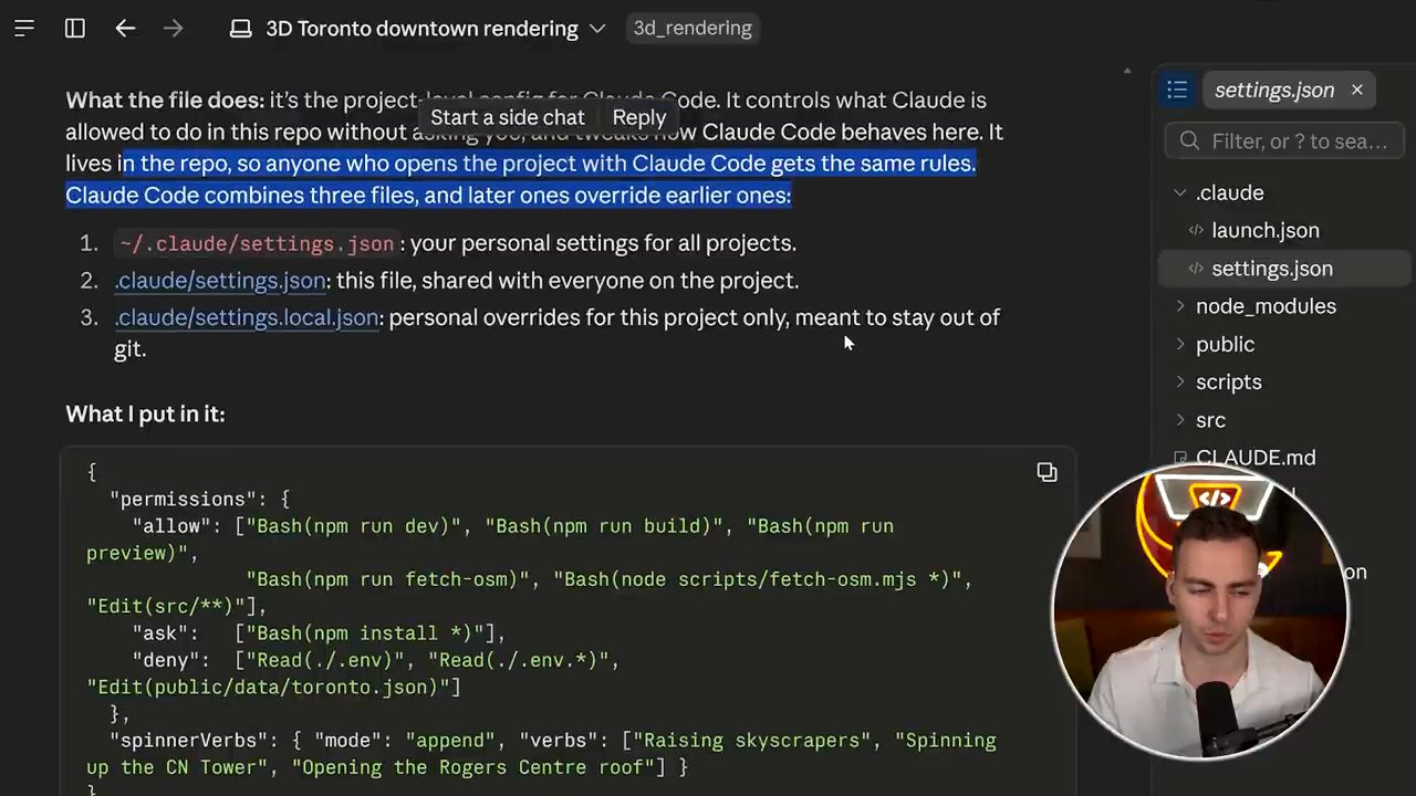 Claude giải thích settings.json: ba file settings và nội dung đã đặt vào
