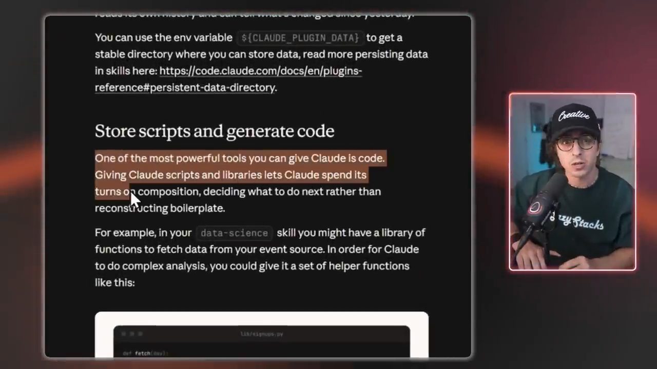 Đoạn Store scripts and generate code trong bài blog của Anthropic