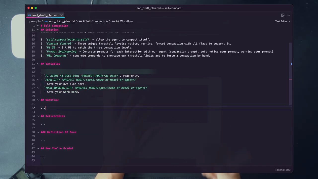 File end_draft_plan.md trong VS Code: mục Solution với năm ý và mục Variables