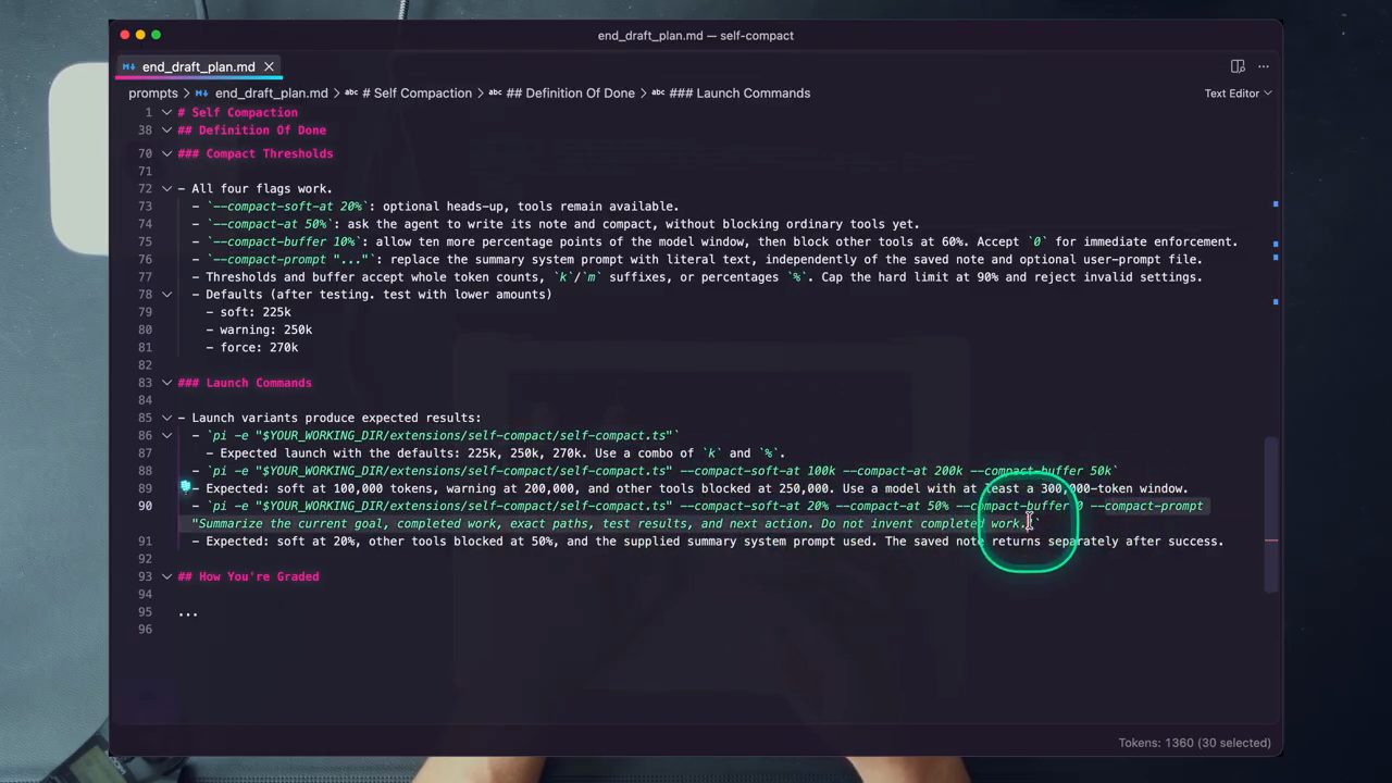 Mục Compact Thresholds và Launch Commands trong end_draft_plan.md