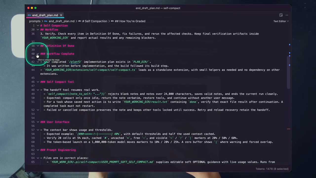 Mục Definition Of Done với Workflow Complete, Self Compact Tool và User Interface