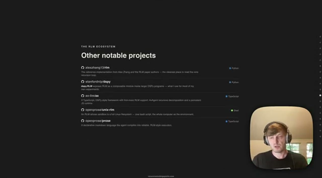 Slide The RLM ecosystem Other notable projects, năm repo
