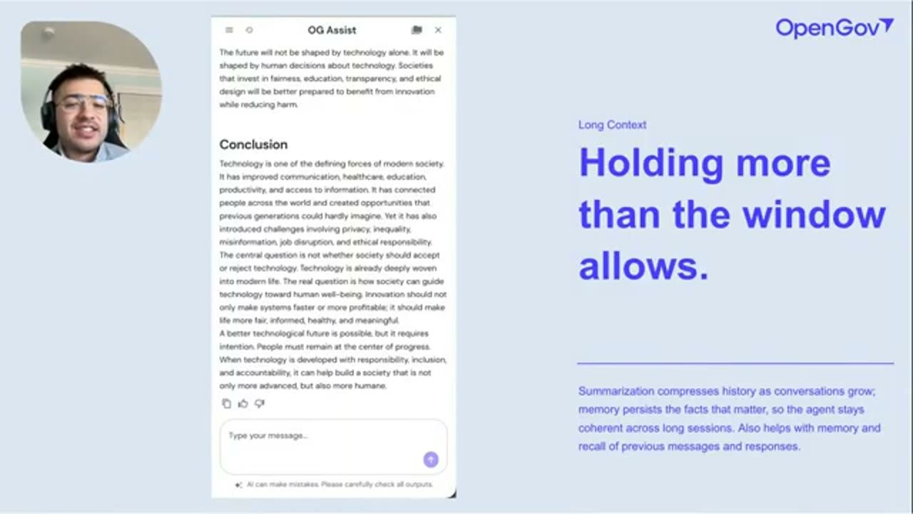 Slide Long Context: Holding more than the window allows, với một bài essay dài trong OG Assist
