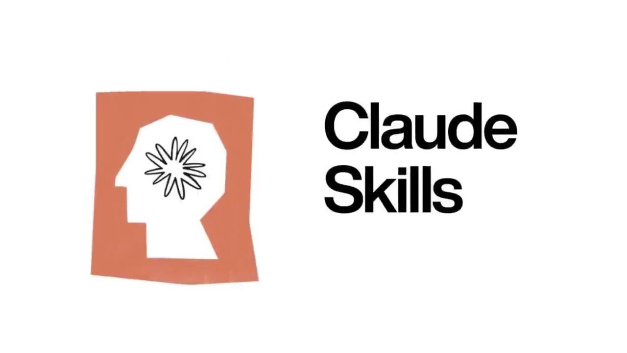 Màn hình tiêu đề Claude Skills với biểu tượng đầu người màu cam
