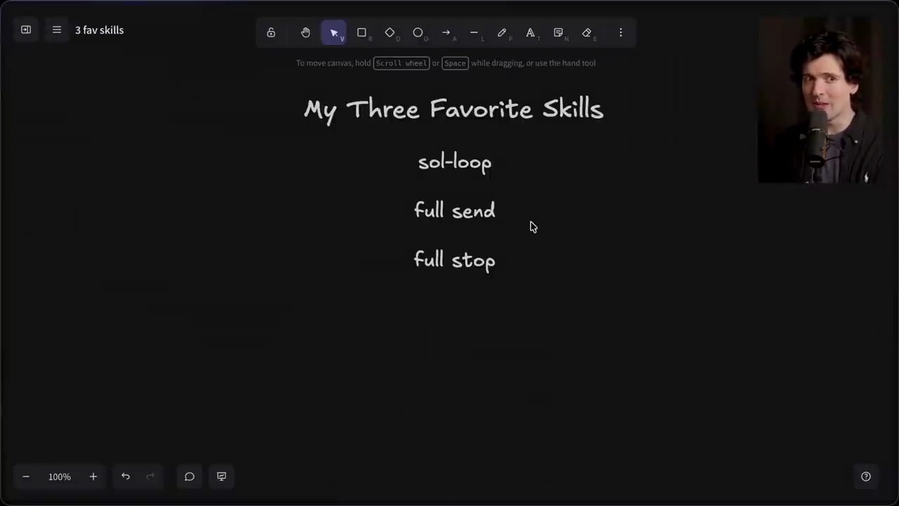 Bảng trắng ghi My Three Favorite Skills: sol-loop, full send, full stop