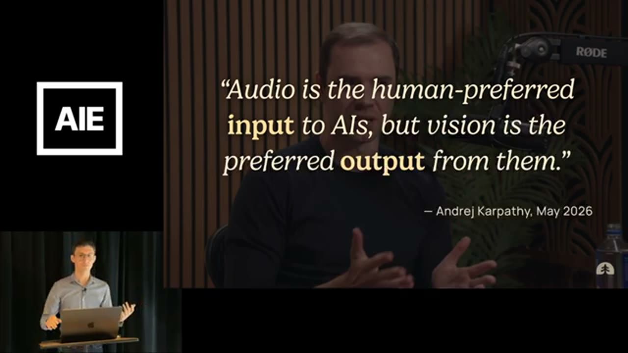 Slide trích dẫn của Andrej Karpathy về audio là input và vision là output