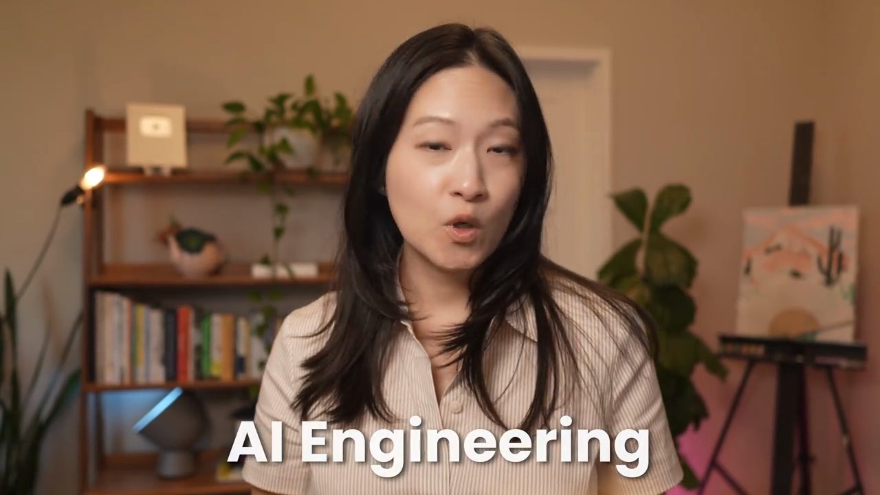 Jean Lee nói trước camera, dòng chữ AI Engineering ở cuối khung hình