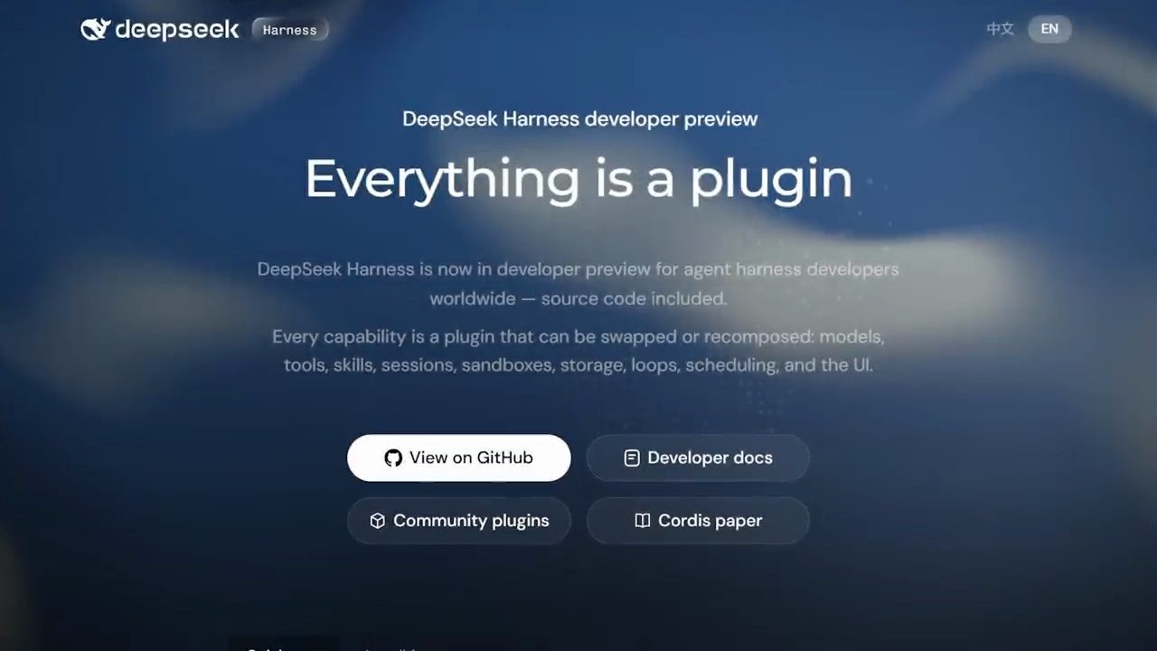 Trang DeepSeek Harness developer preview với tiêu đề Everything is a plugin