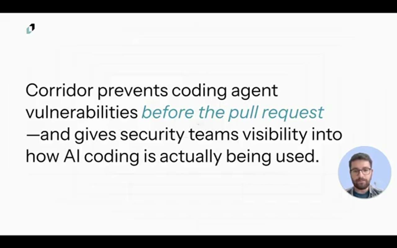 Slide Corridor prevents coding agent vulnerabilities before the pull request and gives security teams visibility into how AI coding is actually being used
