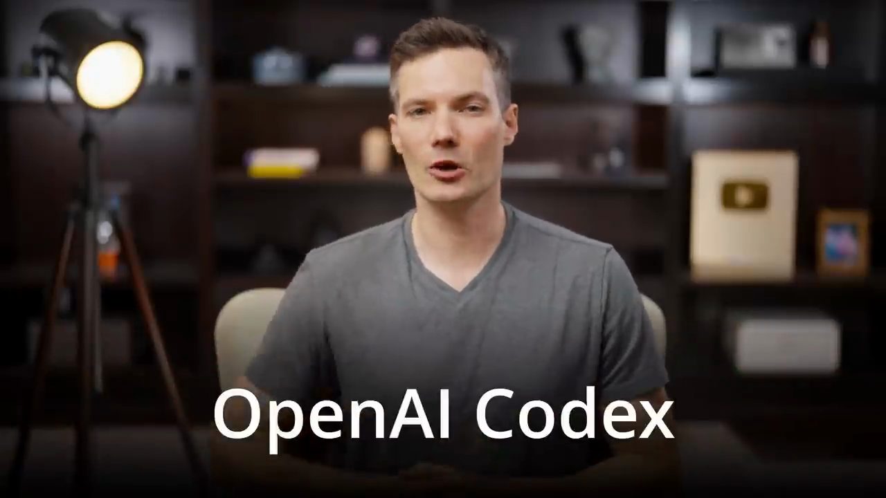 Kevin Stratvert ngồi trong studio, dòng chữ OpenAI Codex ở góc dưới