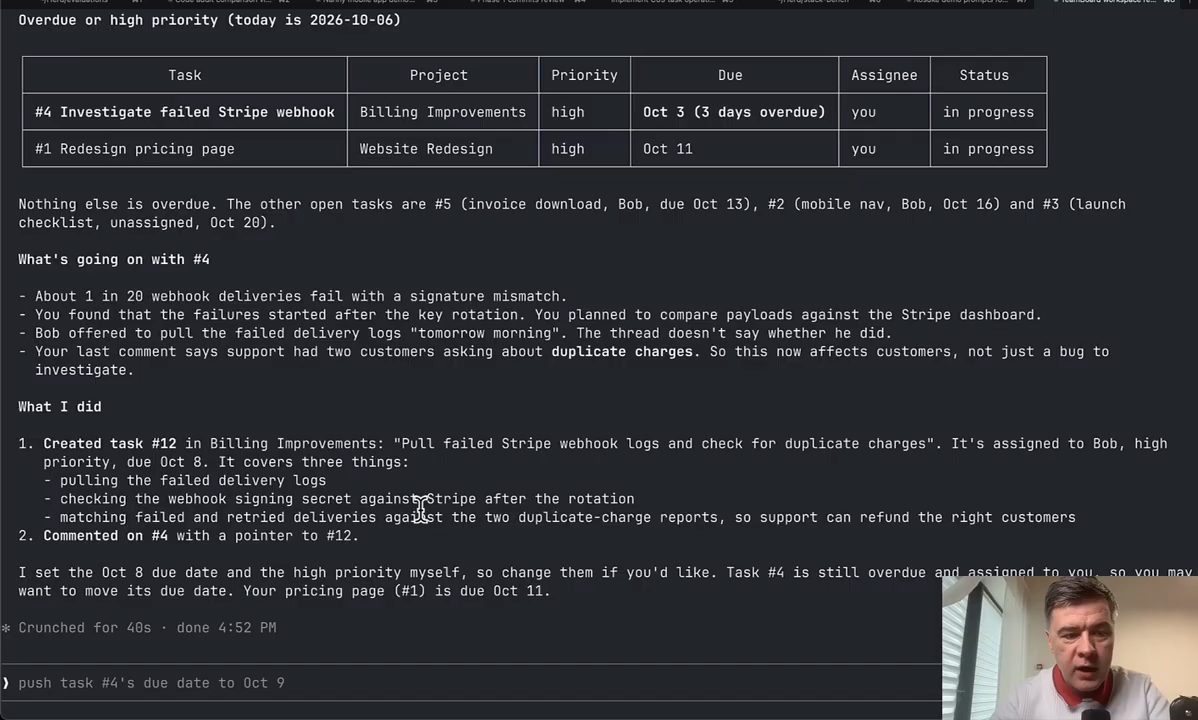 Bản tóm tắt Claude Code gửi Alice: bảng task quá hạn hoặc priority cao, What's going on with #4, What I did