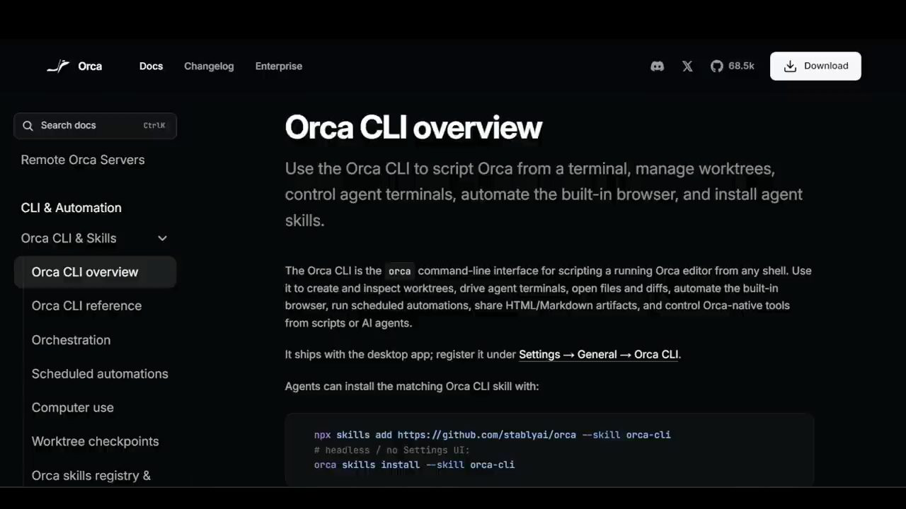 Trang docs Orca CLI overview