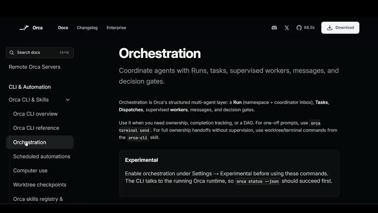 Trang docs Orchestration của Orca