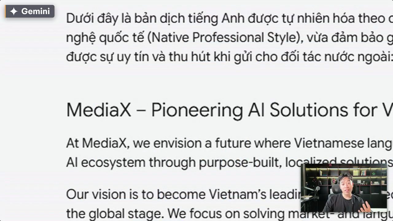 Bản dịch tiếng Anh của Gemini với tiêu đề MediaX - Pioneering AI Solutions