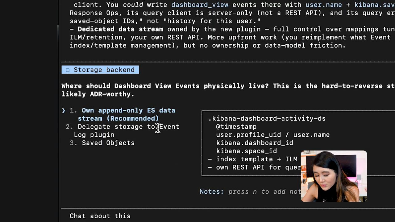 Câu hỏi Storage backend: Dashboard View Events nên nằm ở đâu, ba lựa chọn