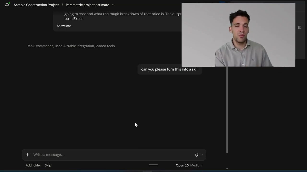 Tin nhắn can you please turn this into a skill gửi ngay dưới prompt parametric estimate trong cùng chat
