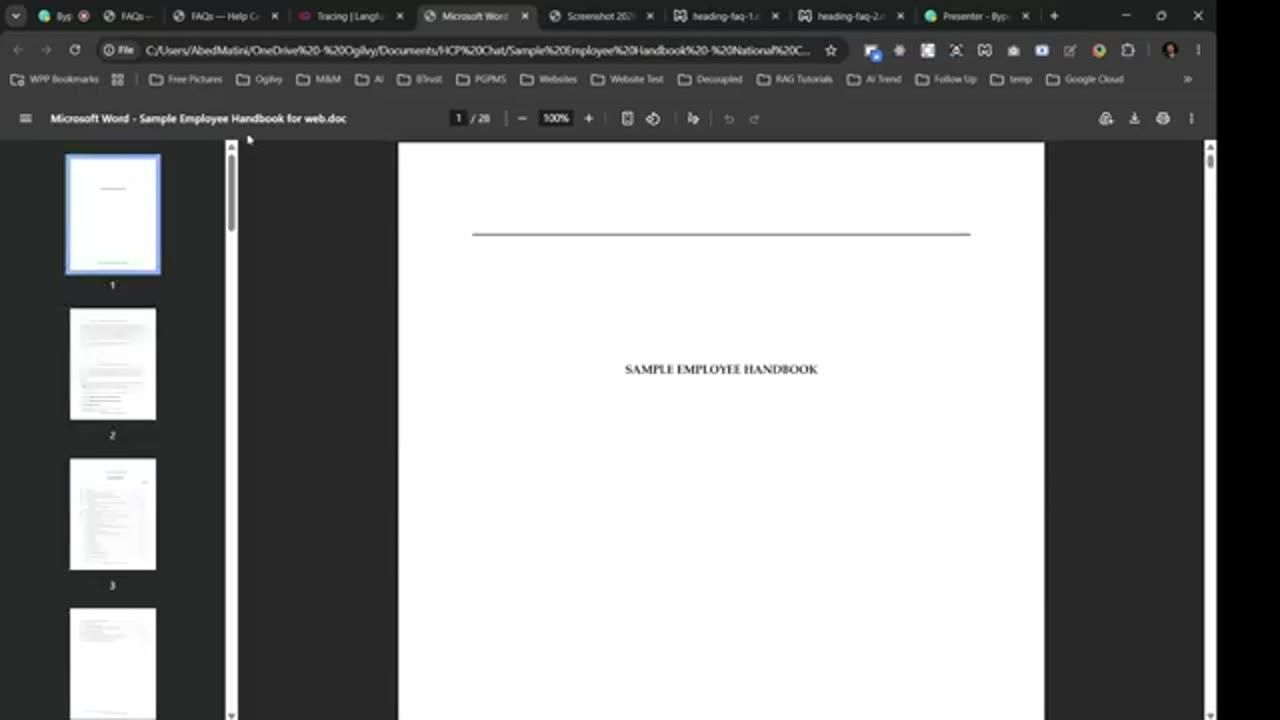 File Word Sample Employee Handbook 28 trang mở trong trình duyệt