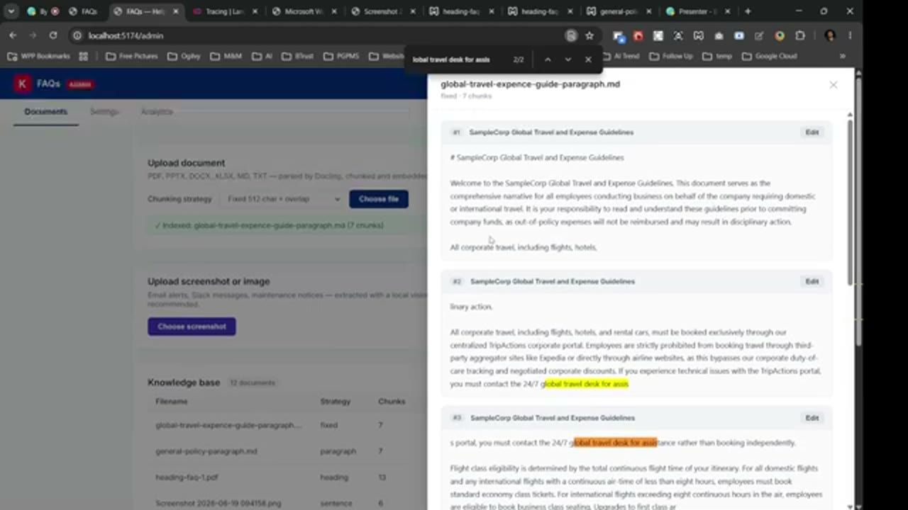 Các chunk fixed của global-travel-expence-guide-paragraph.md, cùng một cụm chữ được tô ở cuối chunk #2 và trong chunk #3