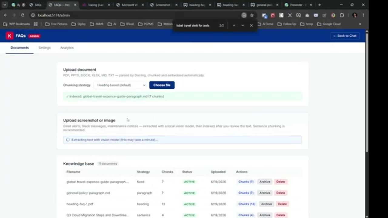 Trang admin đang trích text từ screenshot bằng vision model