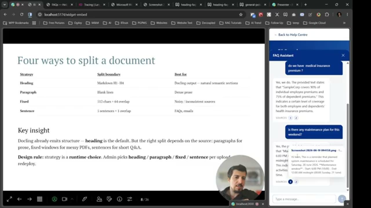 Slide Four ways to split a document với bảng bốn strategy và Key insight