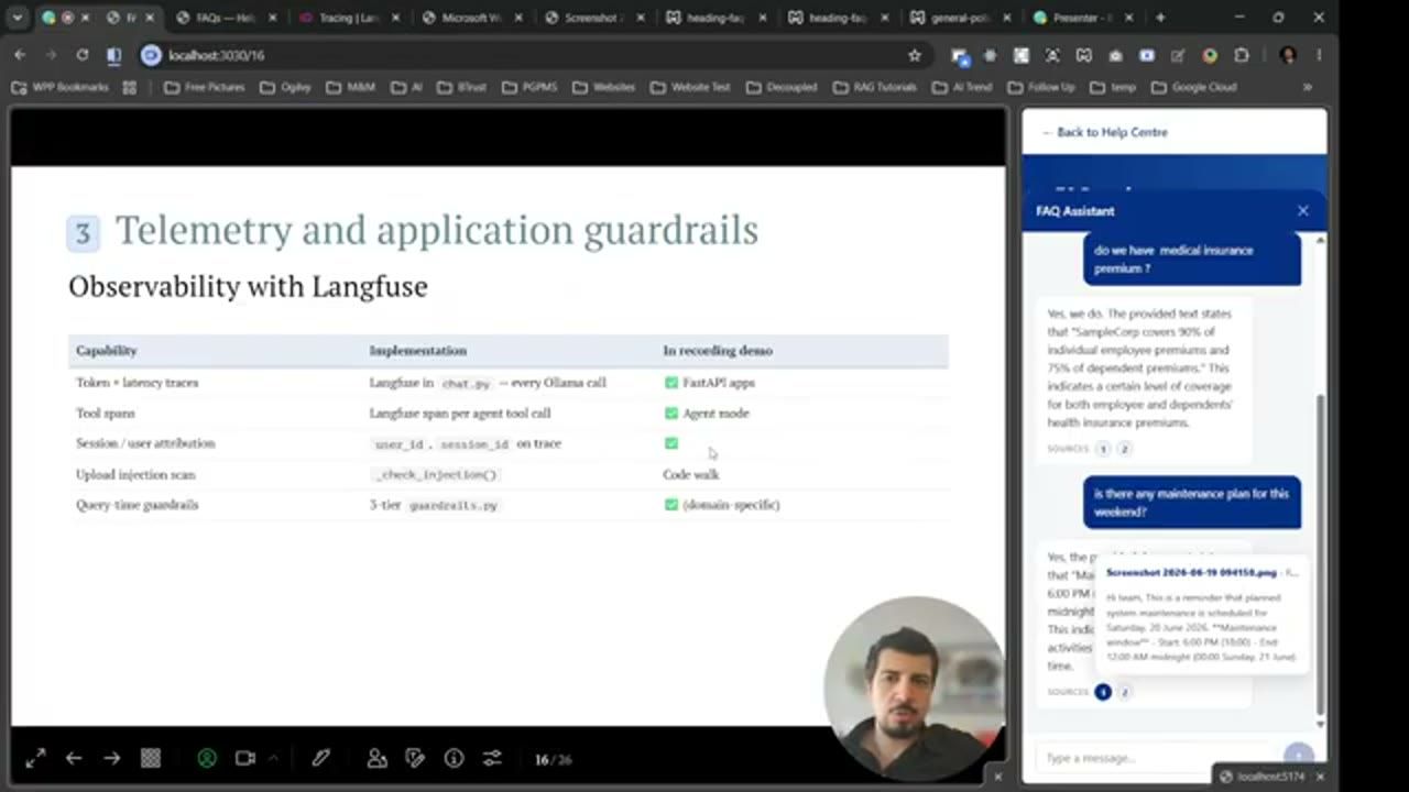 Slide Telemetry and application guardrails, bảng Observability with Langfuse