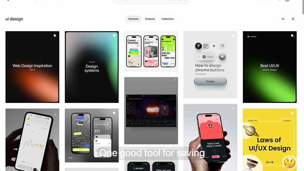 Một bảng Cosmos tên ui design với lưới các thẻ thiết kế giao diện
