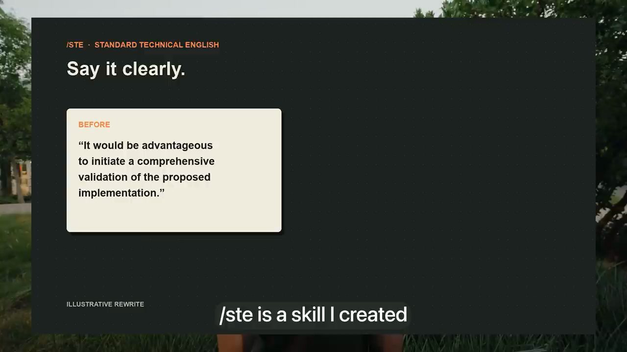 Slide /STE STANDARD TECHNICAL ENGLISH, Say it clearly, với câu ví dụ BEFORE