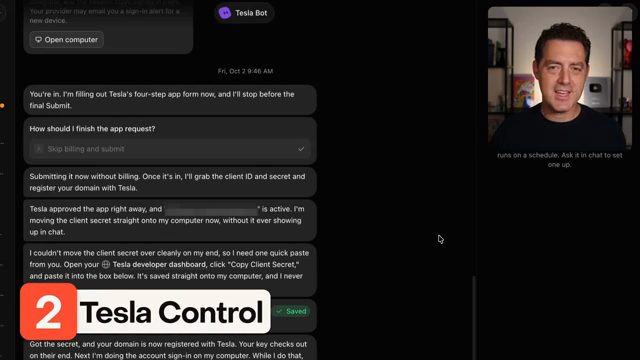 Cuộc trò chuyện với Tesla Bot khi đăng ký ứng dụng trên trang dành cho developer của Tesla