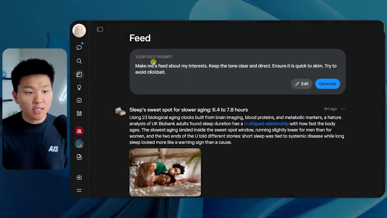 Trang Feed của Muse với feed prompt và một bài về giấc ngủ