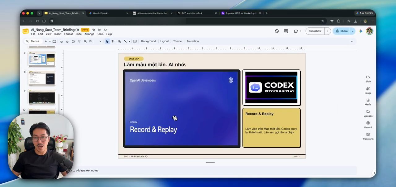 Slide Làm mẫu một lần, AI nhớ, giới thiệu Codex Record and Replay