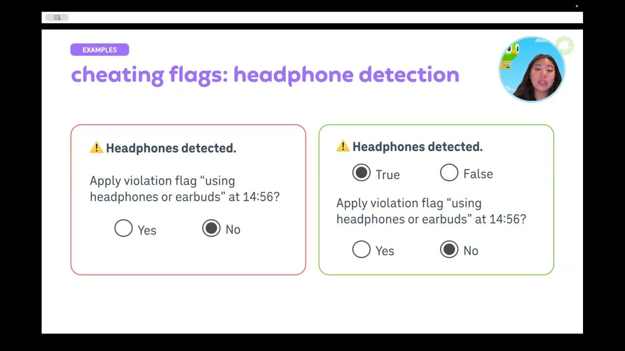 Slide cheating flags: headphone detection, hai phiên bản form