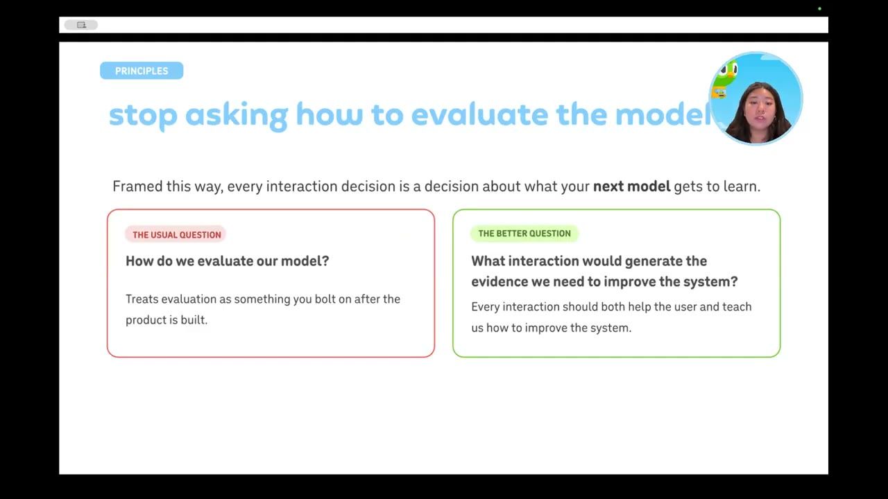 Slide stop asking how to evaluate the model: câu hỏi thường và câu hỏi tốt hơn