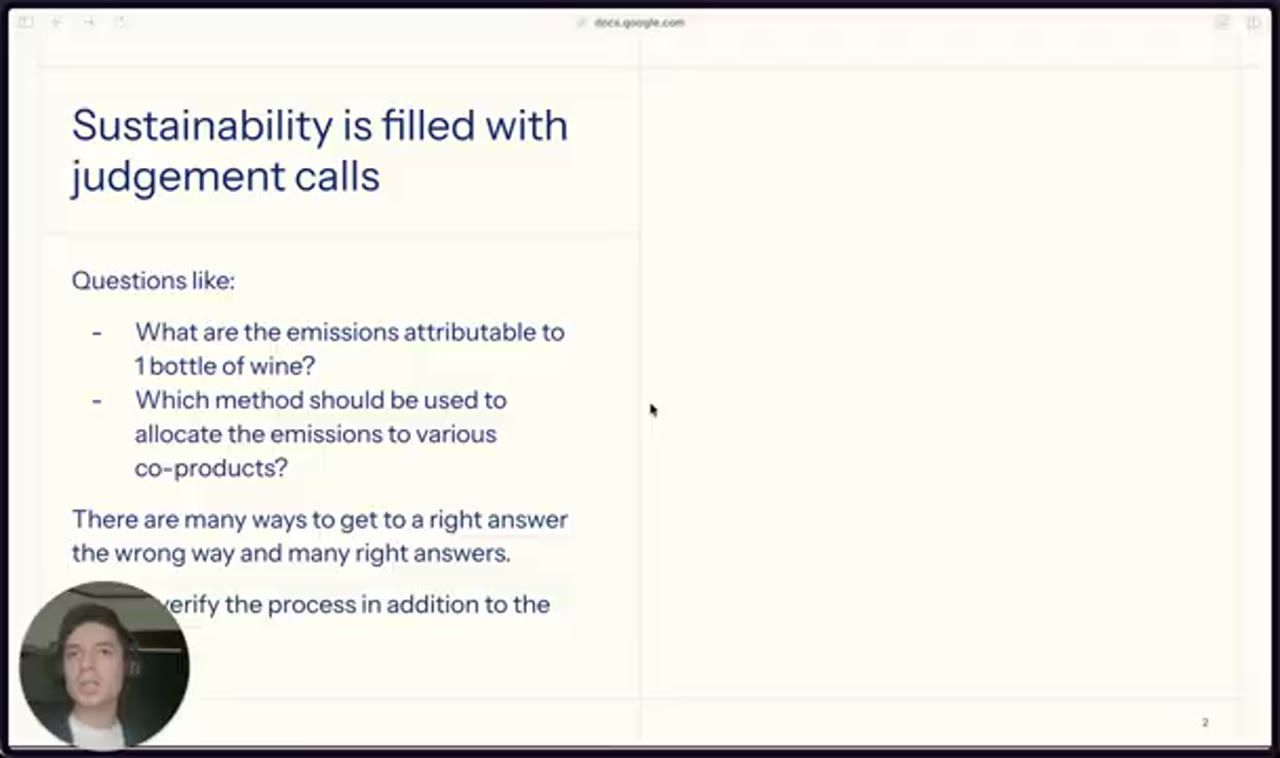 Slide Sustainability is filled with judgement calls