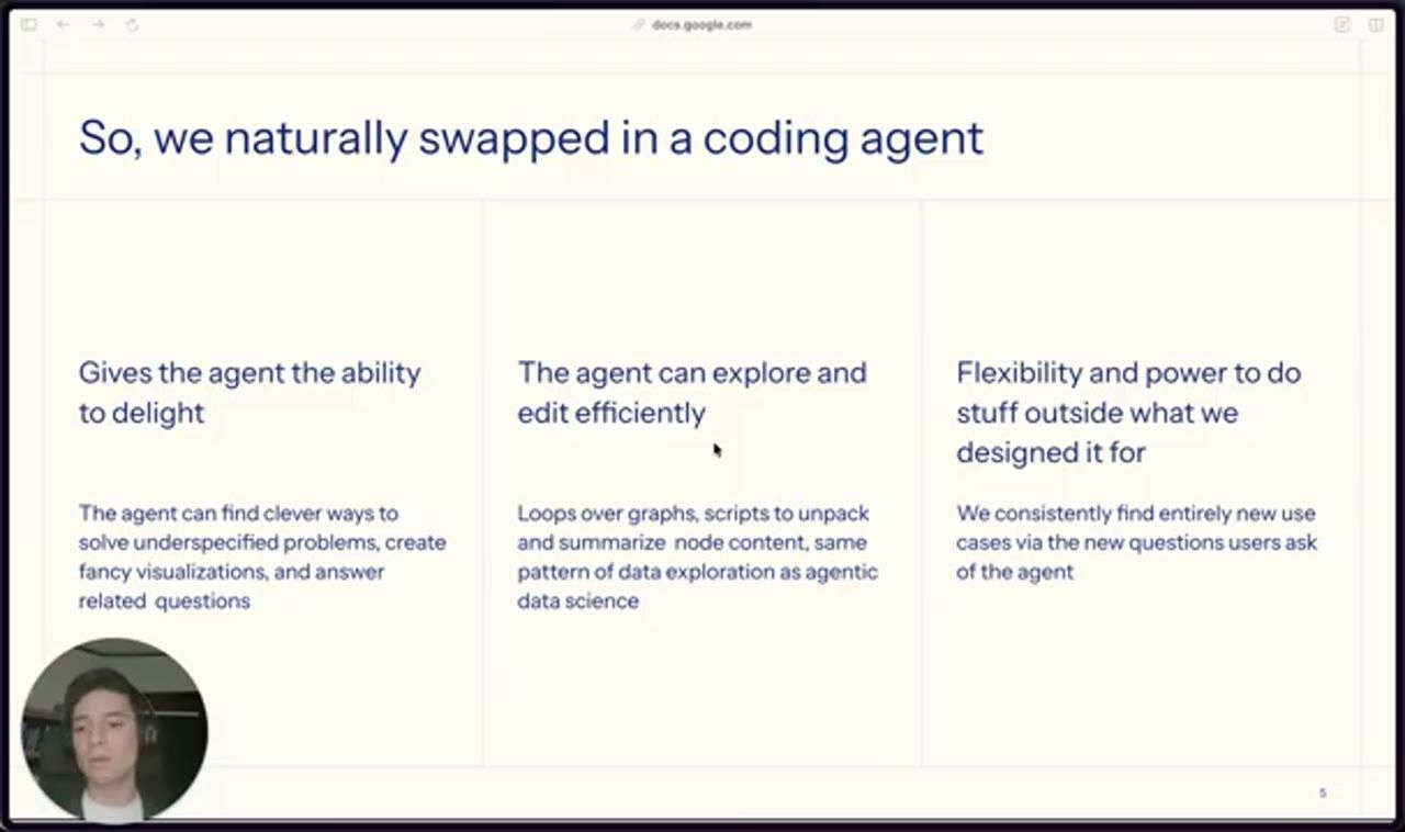 Slide So, we naturally swapped in a coding agent với ba cột lợi ích