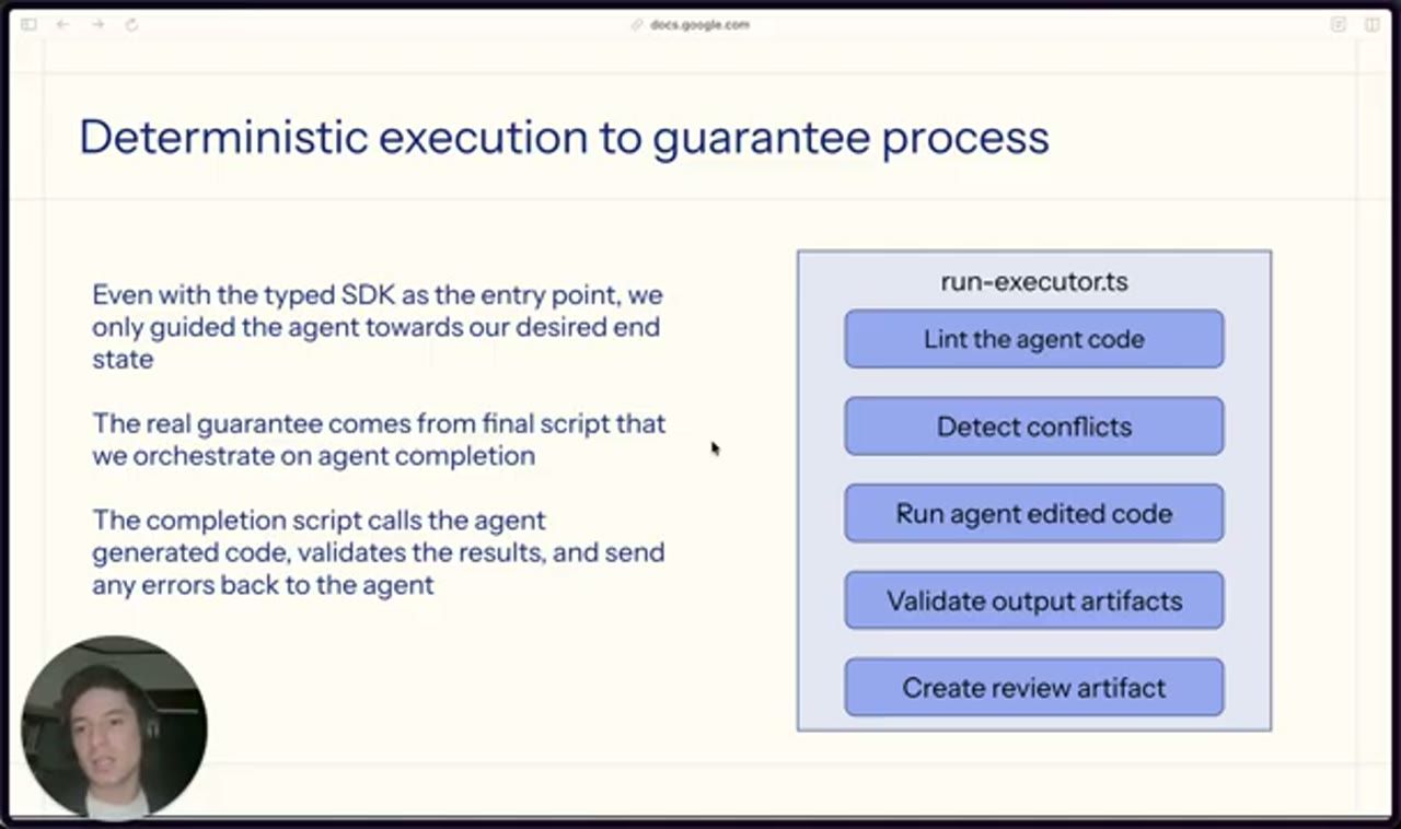 Slide Deterministic execution to guarantee process với năm bước của run-executor.ts