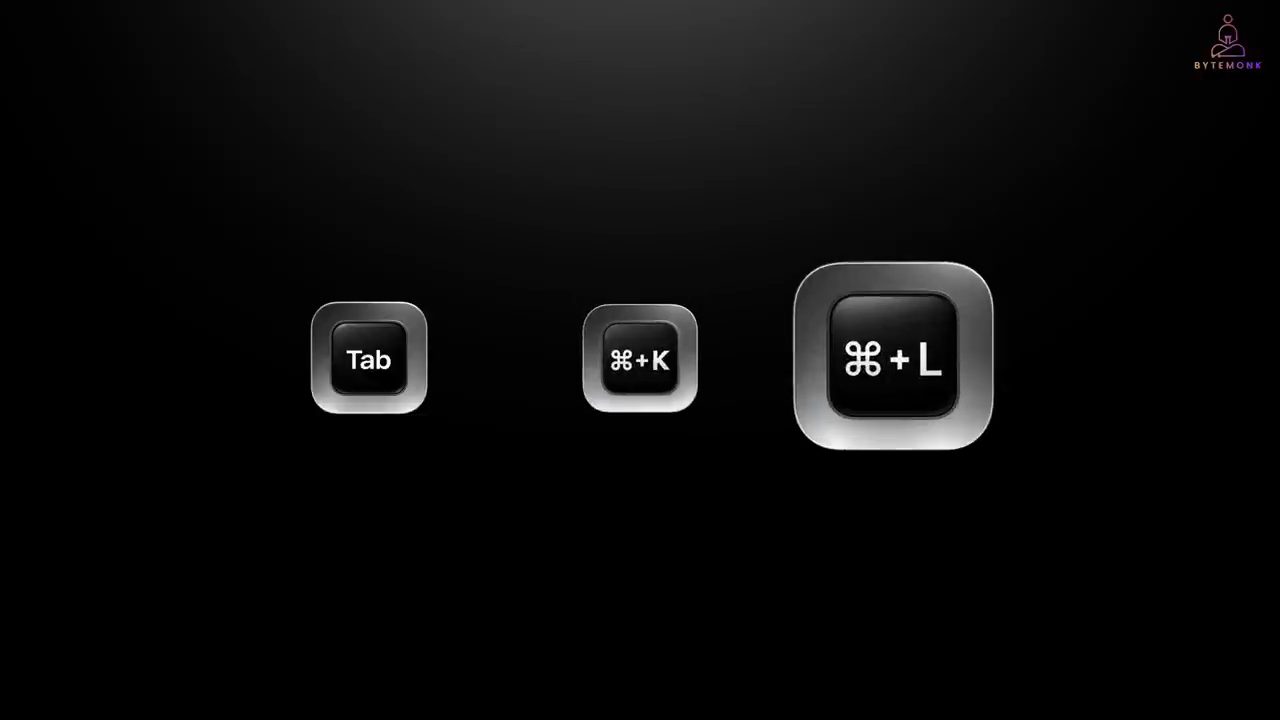 Ba phím Tab, Command K và Command L to dần từ trái sang phải