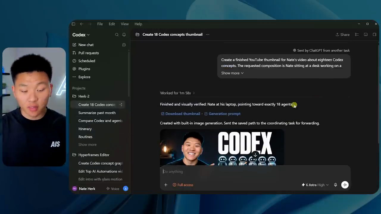Thread Create 18 Codex concepts thumbnail với thumbnail đã làm xong