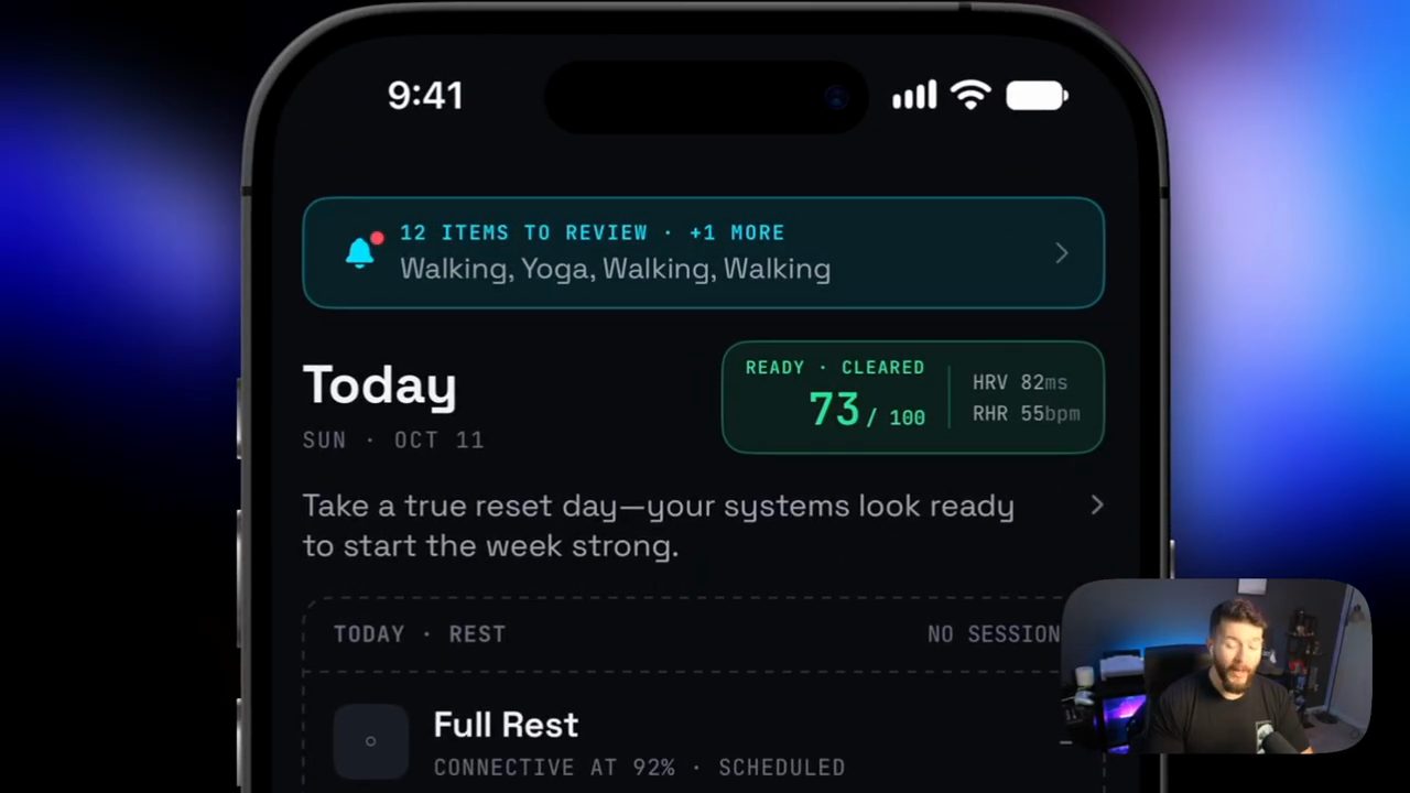 Màn hình Today của app Coalesce trên iPhone, ô READY CLEARED 73/100 ở góc trên bên phải