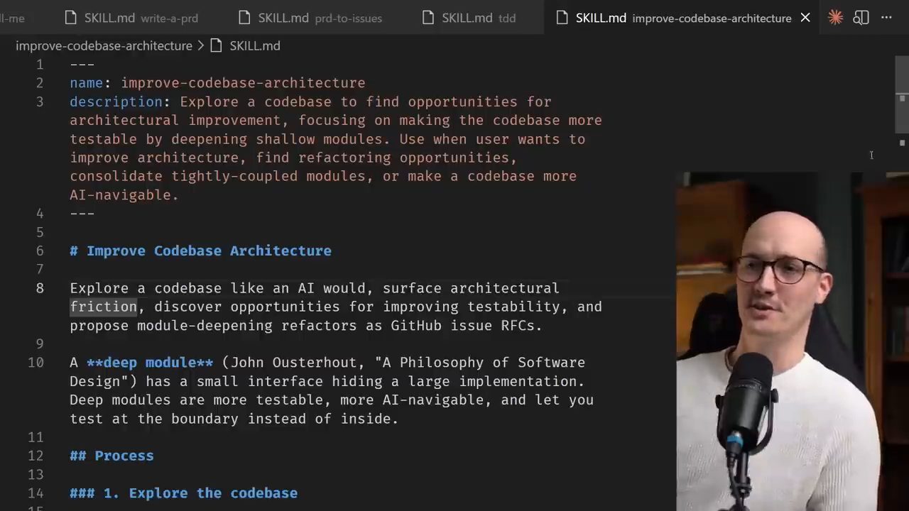 File SKILL.md của improve-codebase-architecture, phần đầu
