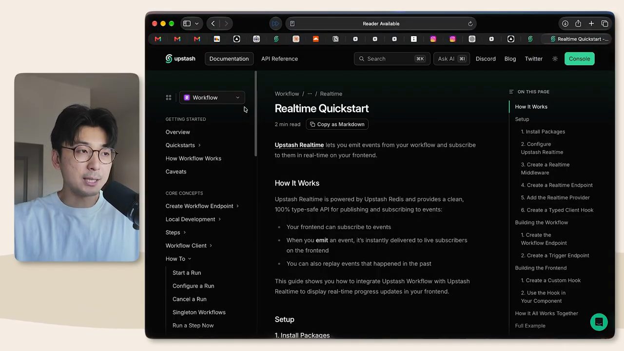 Trang tài liệu Upstash Realtime Quickstart, mục How It Works