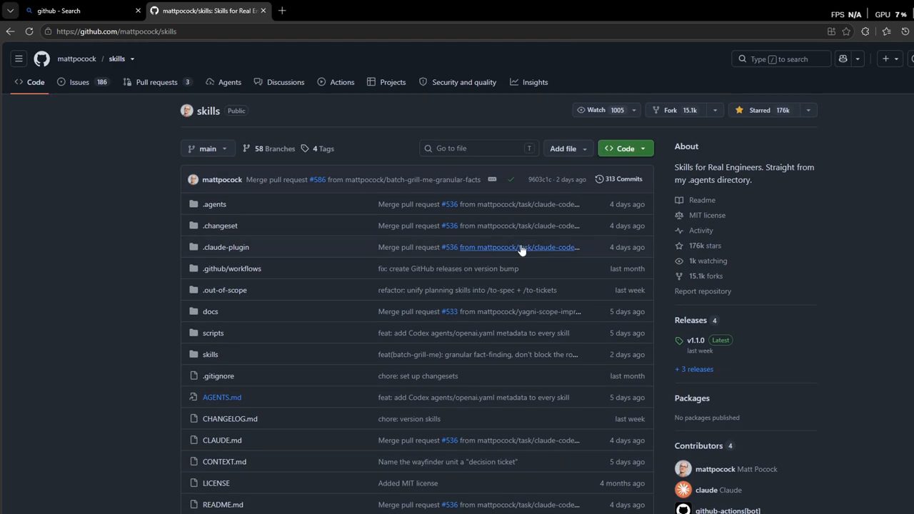 Trang GitHub của repo mattpocock/skills