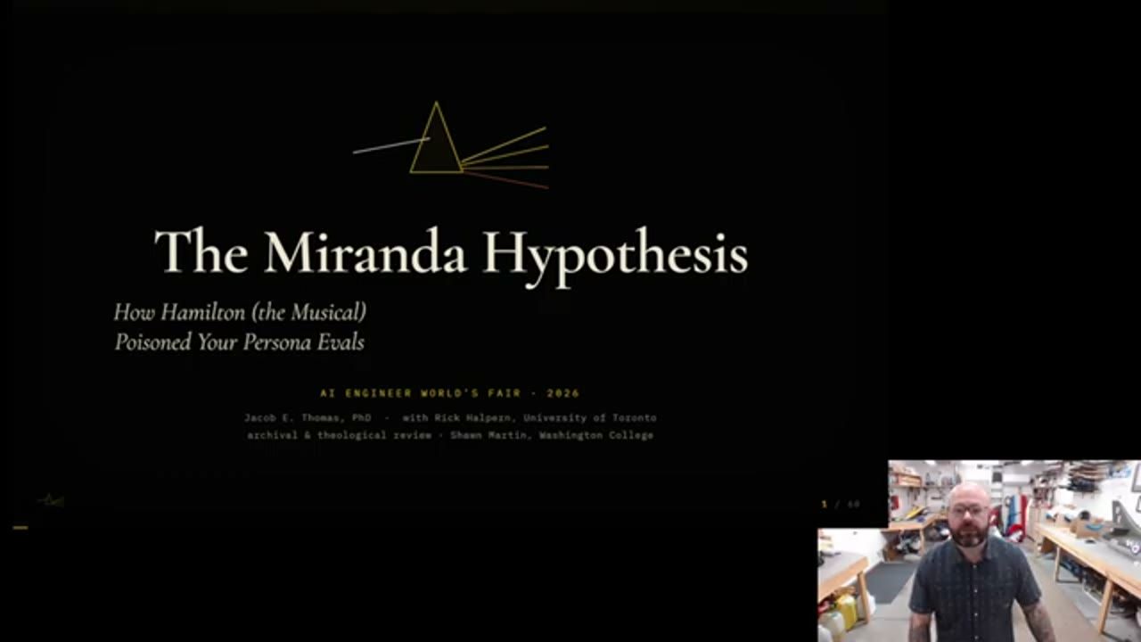 Slide tiêu đề The Miranda Hypothesis với hình lăng kính